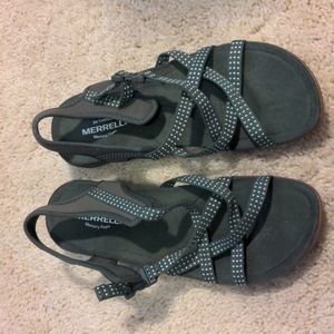 Never Worn Merrell Sandals US 8 Dusty Olive w Dots